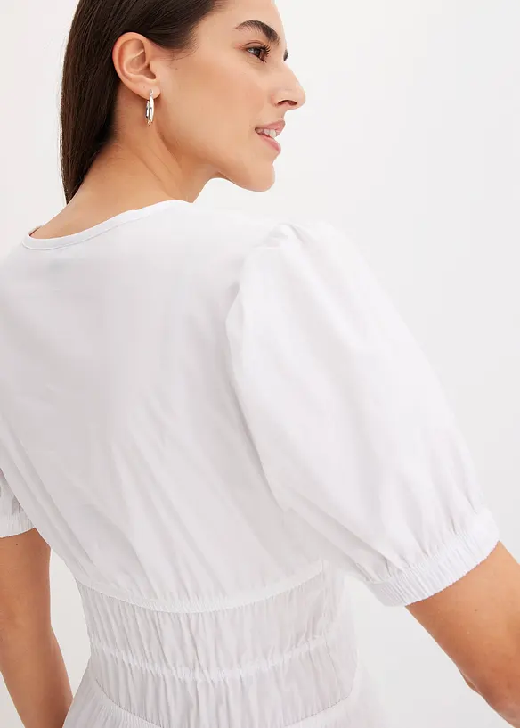 Abito midi con vita elasticizzata arricciata, bonprix