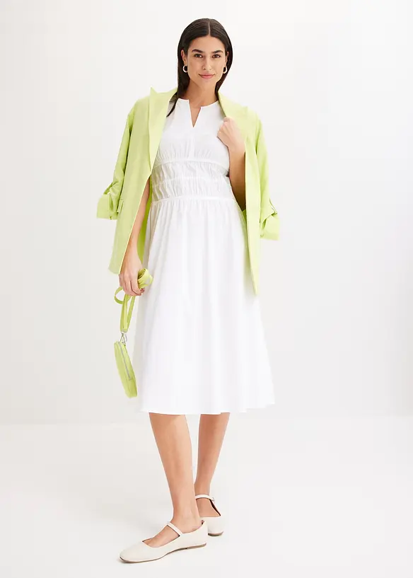 Abito midi con vita elasticizzata arricciata, bonprix