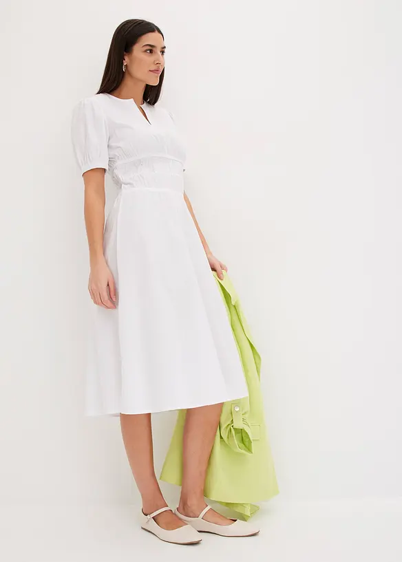 Abito midi con vita elasticizzata arricciata, bonprix