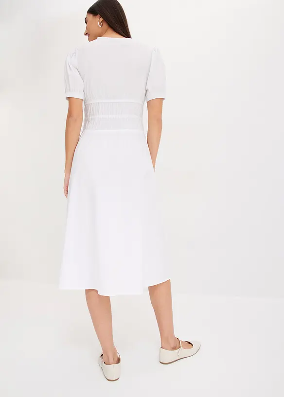 Abito midi con vita elasticizzata arricciata, bonprix
