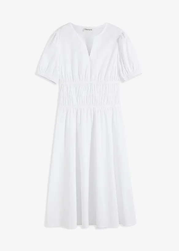 Abito midi con vita elasticizzata arricciata, bonprix