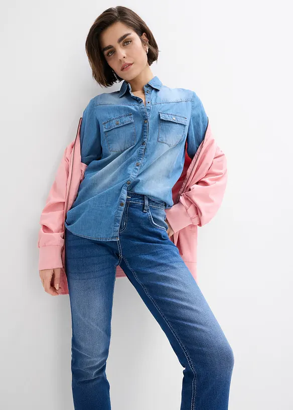 Jeans boyfriend cropped, vita media, bonprix