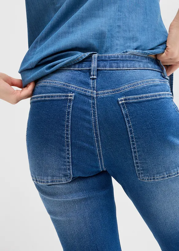 Jeans boyfriend cropped, vita media, bonprix