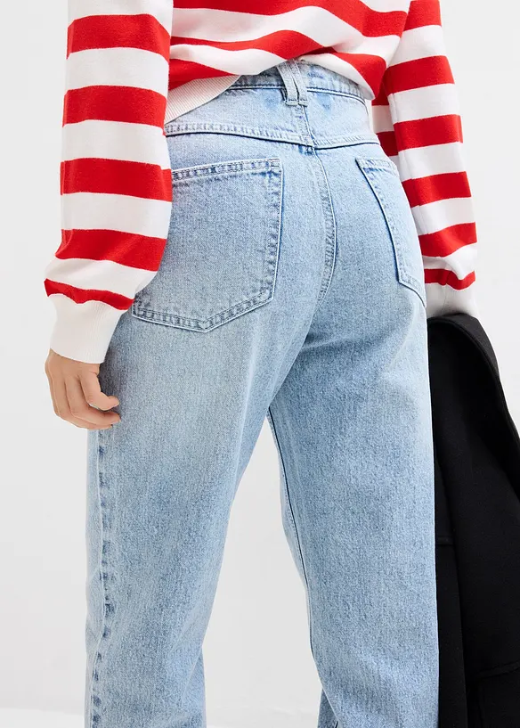 Mom jeans cropped, vita alta, bonprix
