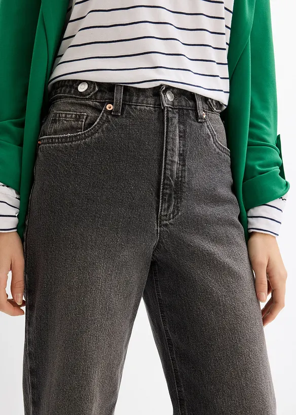 Mom jeans cropped, vita alta, bonprix