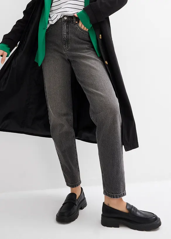 Mom jeans cropped, vita alta, bonprix