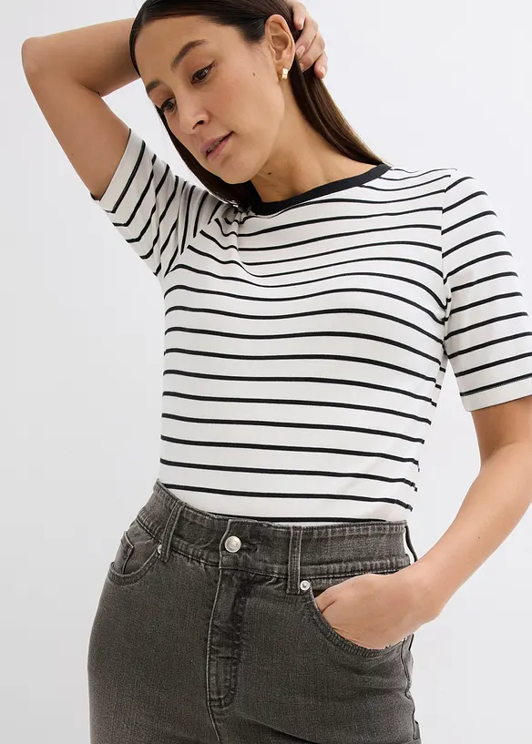 Jeans straight con spacco, vita alta, bonprix