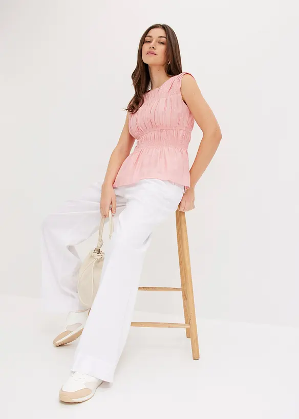 Blusa smanicata in morbido misto viscosa, bonprix