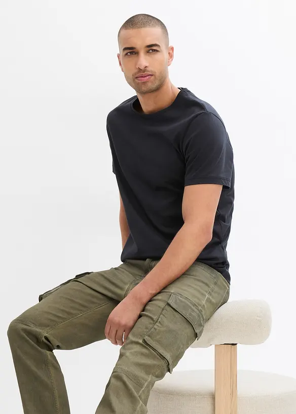 Pantaloni cargo elasticizzati effetto lavato, straight, bonprix