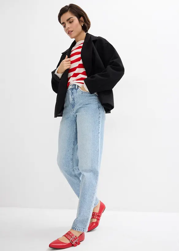 Mom jeans cropped, vita alta, bonprix