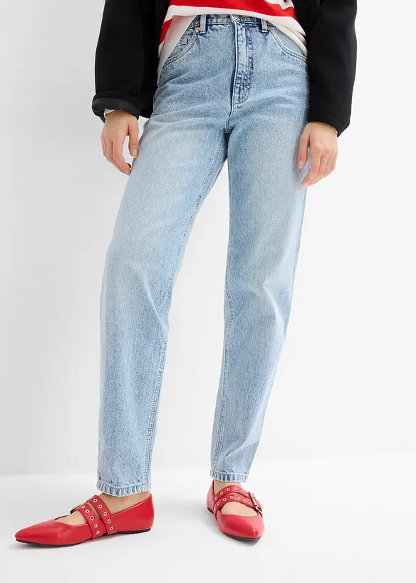Mom jeans cropped, vita alta, bonprix