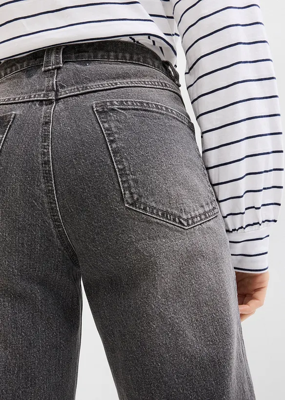 Mom jeans cropped, vita alta, bonprix