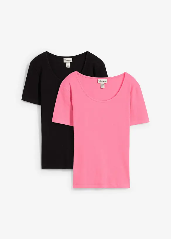 Maglia a costine con puro cotone biologico (pacco da 2), bonprix