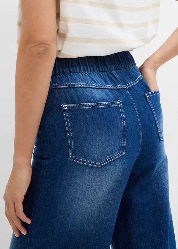 Jeans wide leg con cinta comoda, vita media, bonprix