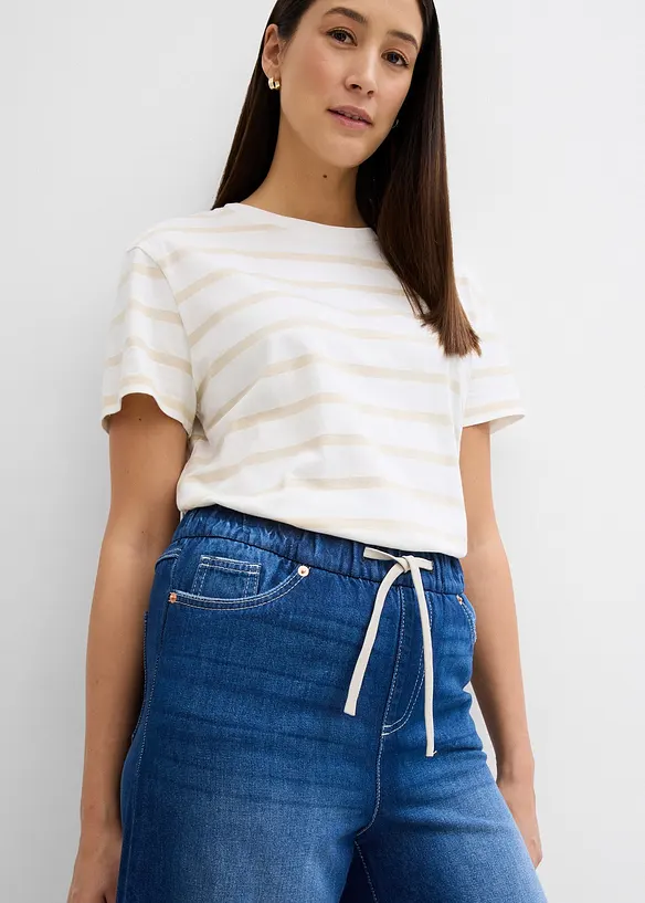 Jeans wide leg con cinta comoda, vita media, bonprix