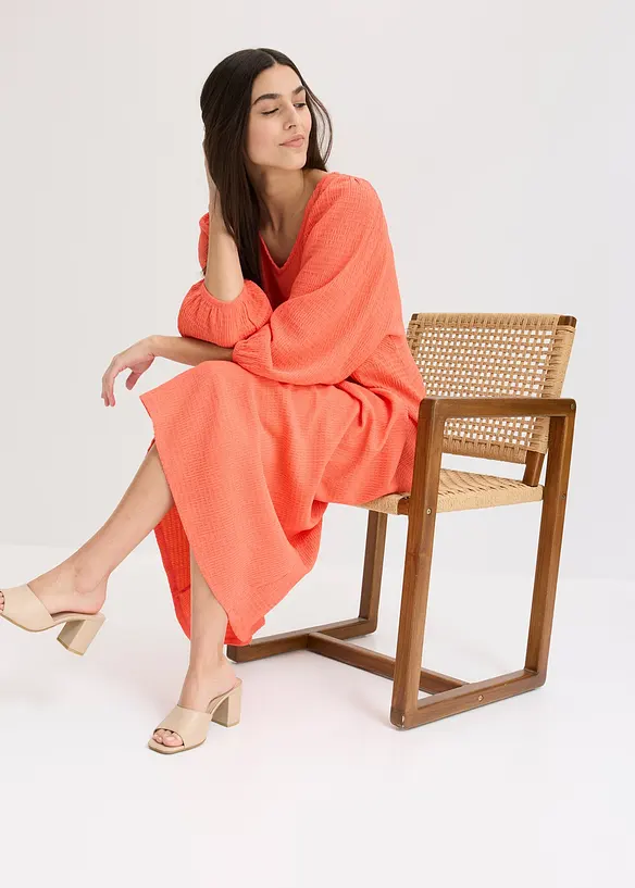 Abito midi in jersey operato, bonprix