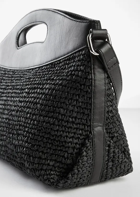 Borsa di paglia con manico in pelle, bonprix