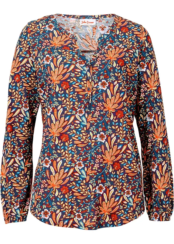 Maglia lunga fantasia a maniche lunghe, bonprix