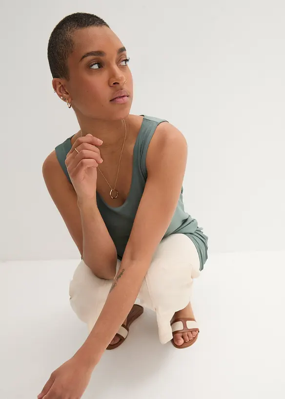 Top lungo a doppio strato in misto viscosa, bonprix