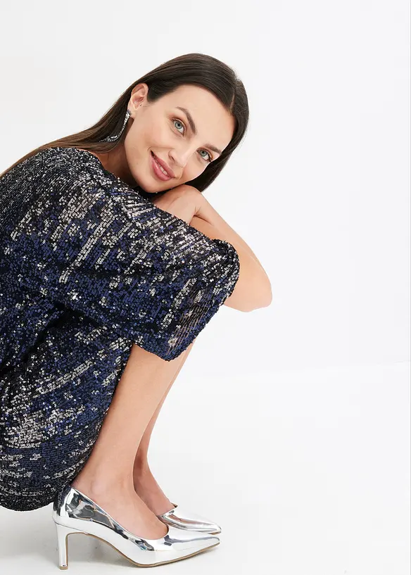 Abito oversize in paillettes, bonprix
