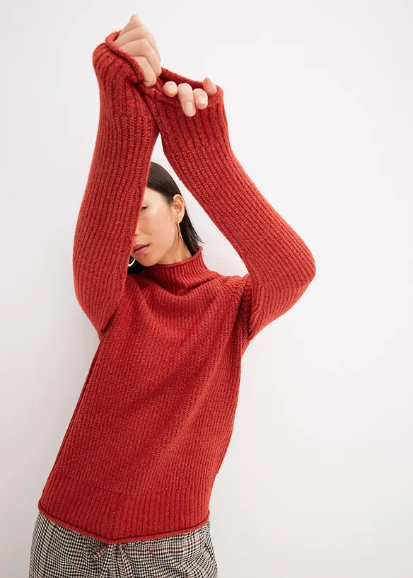 Maglione con collo dritto, bonprix