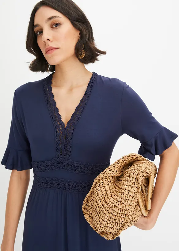 Abito midi con pizzo, bonprix