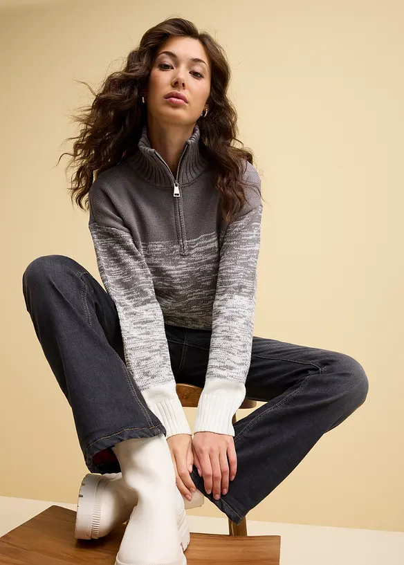 Maglione con zip e colori sfumati, bonprix