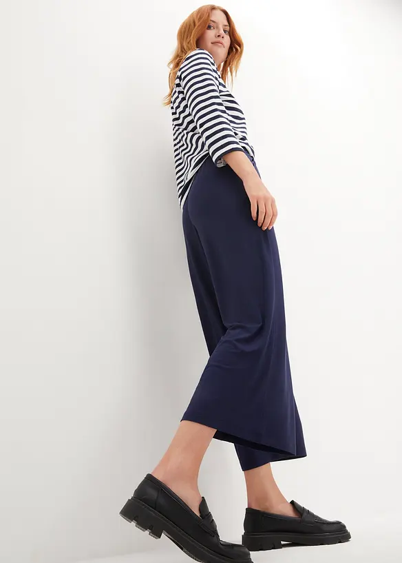 Pantaloni cropped in jersey di misto viscosa fluente, bonprix