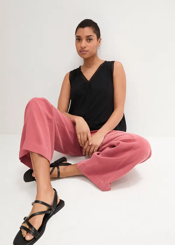 Top in viscosa con pizzo, bonprix