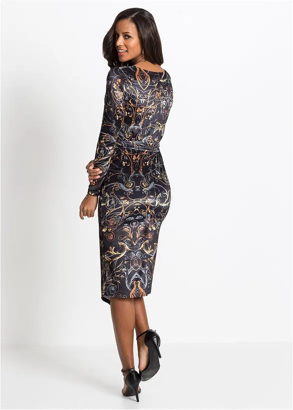 Abito a portafoglio in velluto fantasia, bonprix