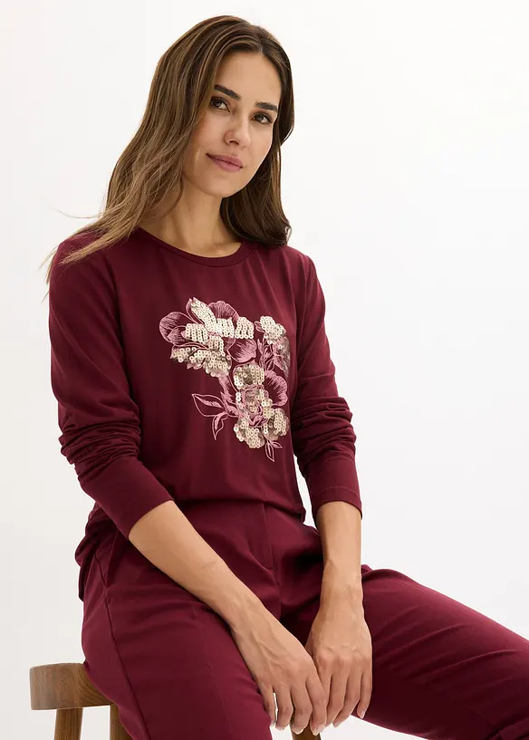 Maglia a maniche lunghe con paillettes, bonprix