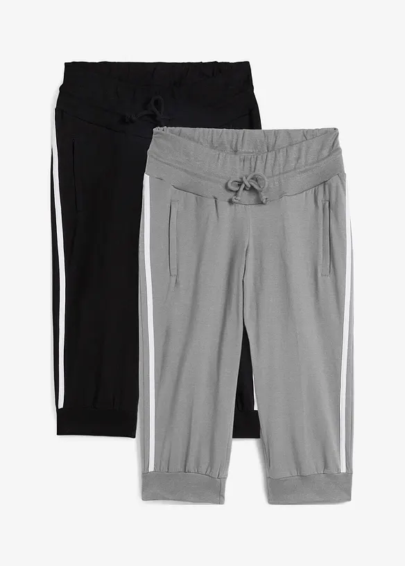 Pantaloni capri da jogging in cotone (pacco da 2), bonprix