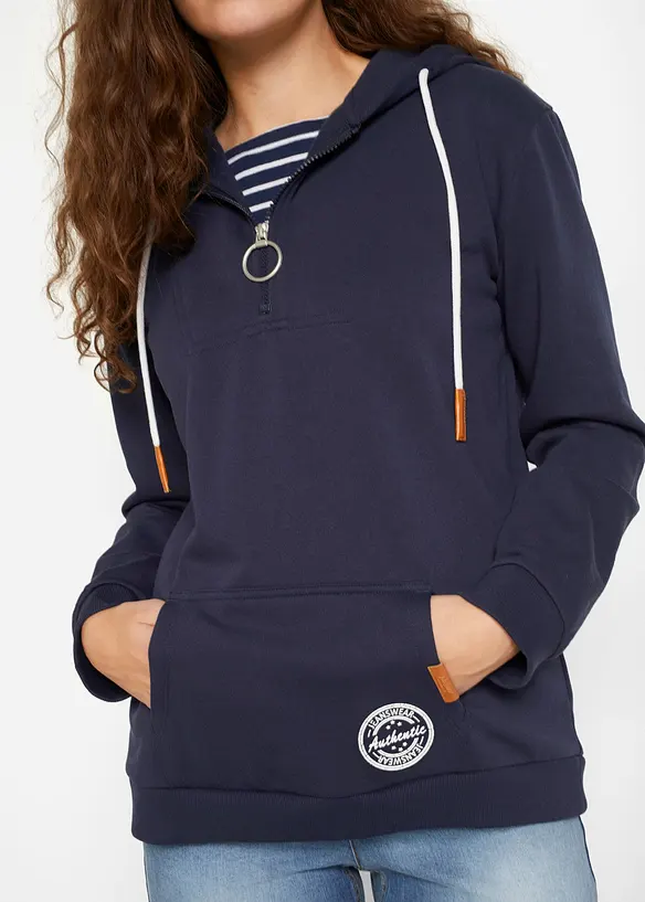 Felpa con cappuccio in misto cotone, bonprix