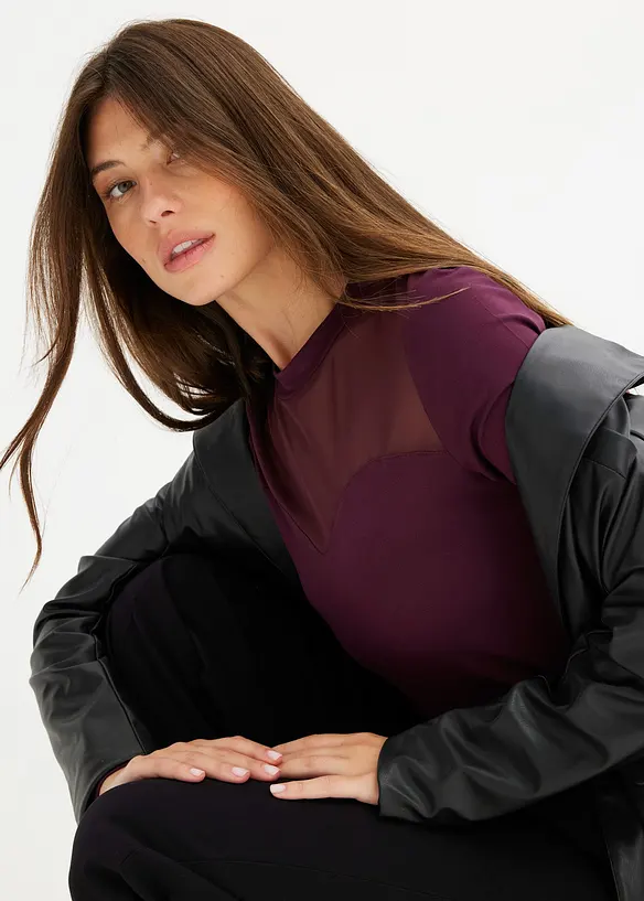 Maglia a maniche lunghe con mesh, bonprix