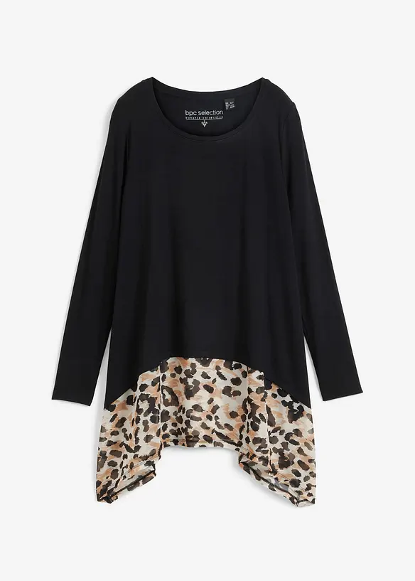 Maglia in misto viscosa con inserto di chiffon, bonprix