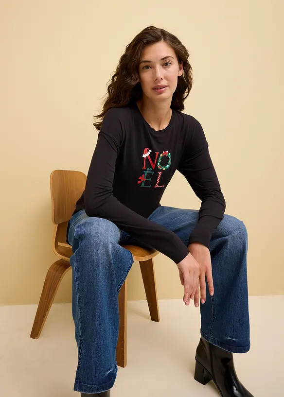 Maglia in viscosa con motivo natalizio, bonprix