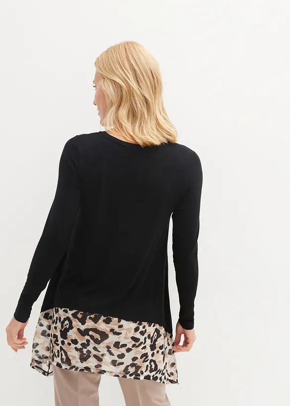 Maglia in misto viscosa con inserto di chiffon, bonprix