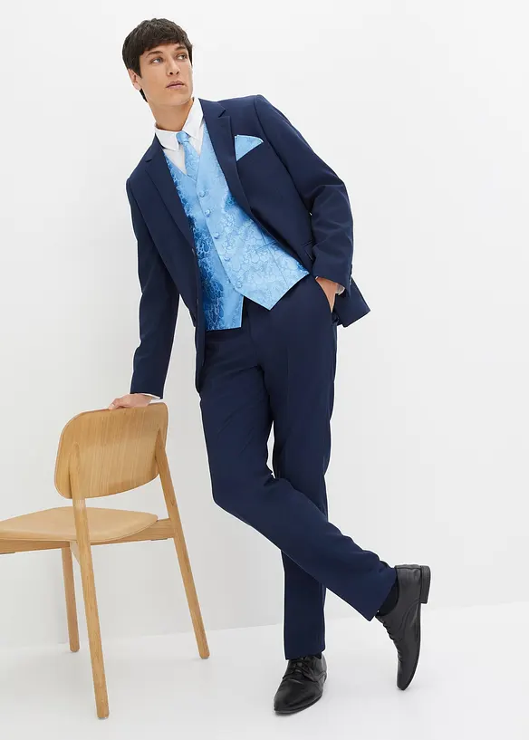 Completo da matrimonio (5 pezzi) giacca, pantaloni, gilet, cravatta, fazzolettino, slim fit, bonprix