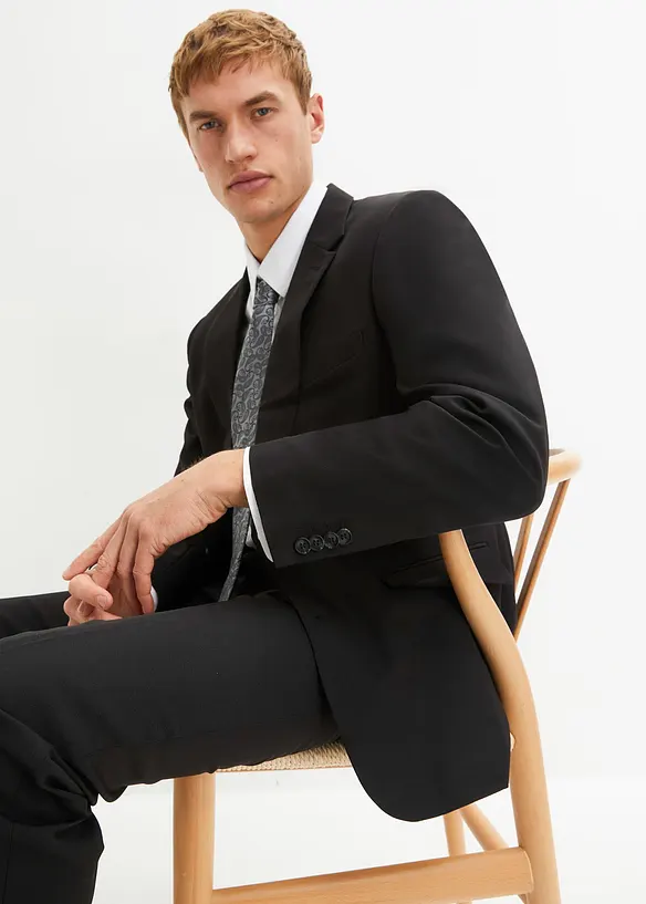 Completo slim fit (4 pezzi) giacca, pantaloni, camicia, cravatta, bonprix