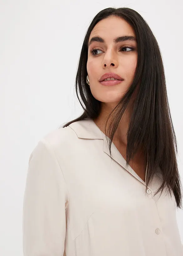 Camicetta in satin di viscosa con collo a revers, bonprix