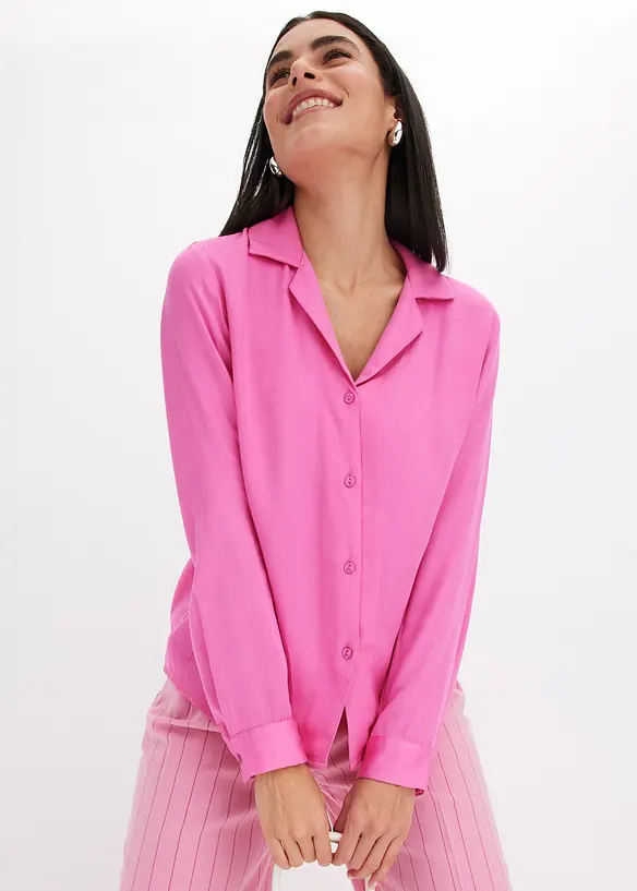 Camicetta in satin di viscosa con collo a revers, bonprix