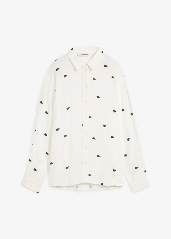 Camicetta in mussola con cuori, bonprix