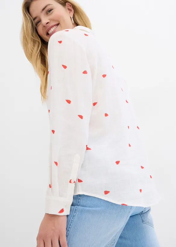 Camicetta in mussola con cuori, bonprix