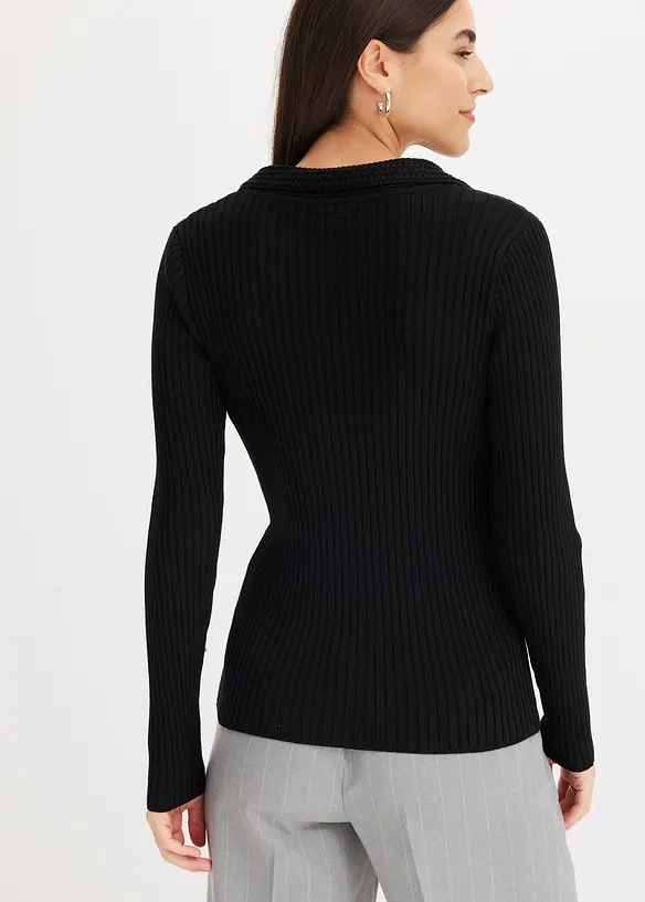 Maglia in filato fine con colletto raffinato, bonprix