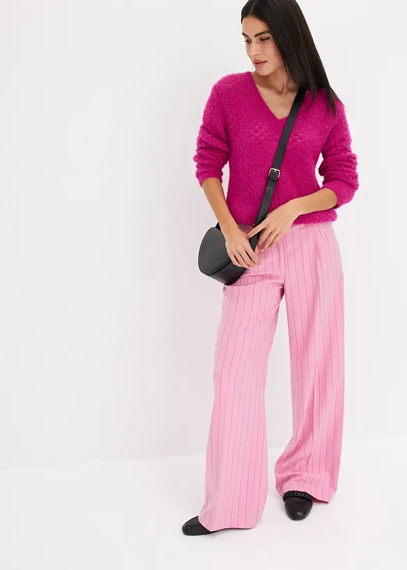 Maglione traforato con filato piumato, bonprix