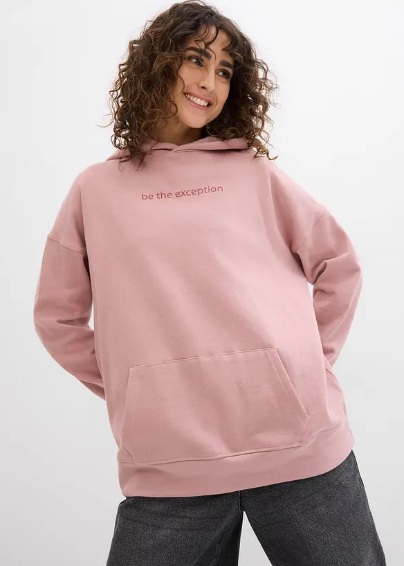 Felpa oversize in puro cotone biologico con cappuccio, bonprix