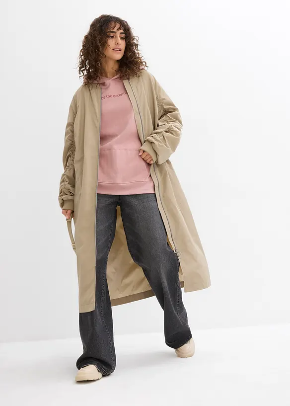 Felpa oversize in puro cotone biologico con cappuccio, bonprix