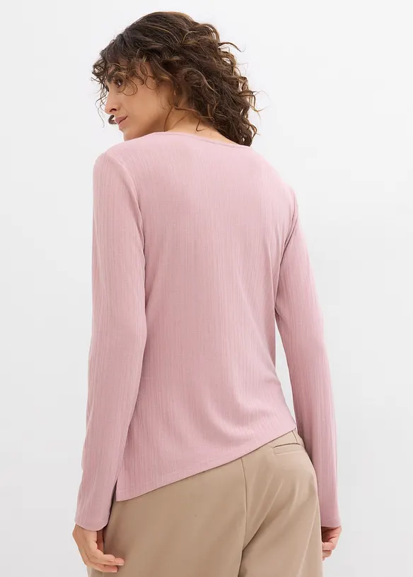 Maglia a maniche lunghe in maglia a coste con spacchetto, bonprix