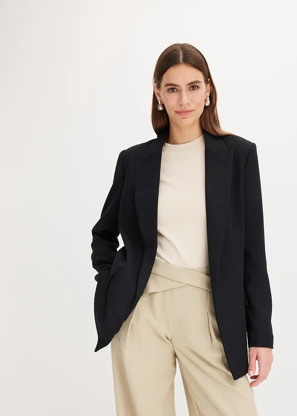 Blazer effetto lino con fodera a righe, bonprix