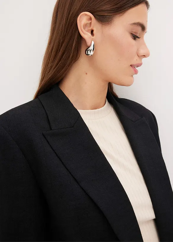 Blazer effetto lino con fodera a righe, bonprix